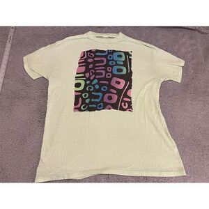 Vintage Green Colorful 90s Design Single Stitch T Shirt Men's Large Y2k Thin